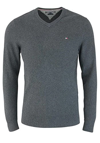 Men's Pima Ctn Cashmere V-nk Cf, Grey (Charcoal Htr), Medium