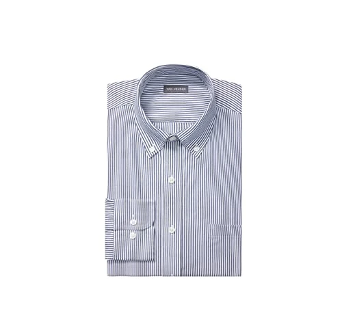 Men's Pinpoint Regular Fit Stripe Button Down Collar Dress Shirt, Ocean, 16.5" Neck 32"-33" Sleeve