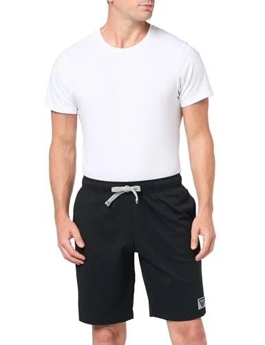 Men's Piping Logoband Loungewear Bermuda Shorts Sweatpants, BLACK, L