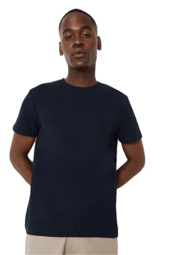 Mens Pique Crew Neck T-Shirt (M) (Navy)