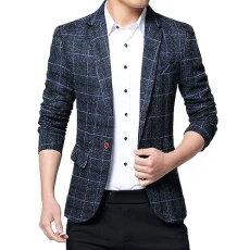 Mens Plaid Blazer, Mens Tweed Blazers Smart Casual One Button Business Suit Jackets For Men Slim Fit Jacket Coat Button Down Jackets Mens Business Suit Blazer Check Suit Jacket Mens Blazer