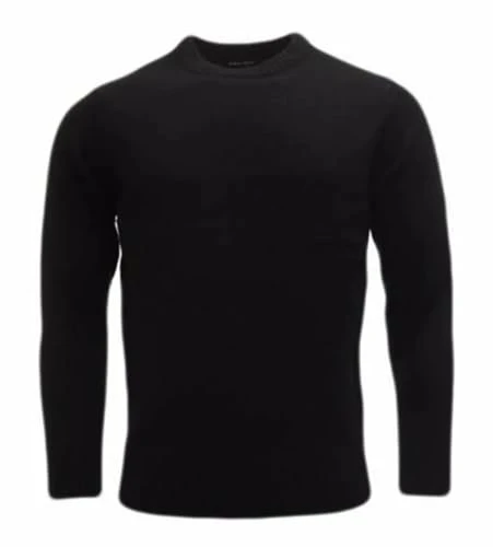 Mens Plain Colour Crew Neck Knitwear Sweater Jumper Pullover Long Sleeve Top (Black - Small)