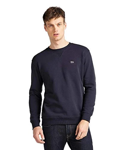 Men's Plain Crew Sweatshirt, Blue (Midnight Navy Ma), L