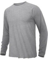 Mens Plain Long Sleeve Crew Neck Pullover Workwear Sports Summer Casual T-Shirt Light-Grey 2X-Large