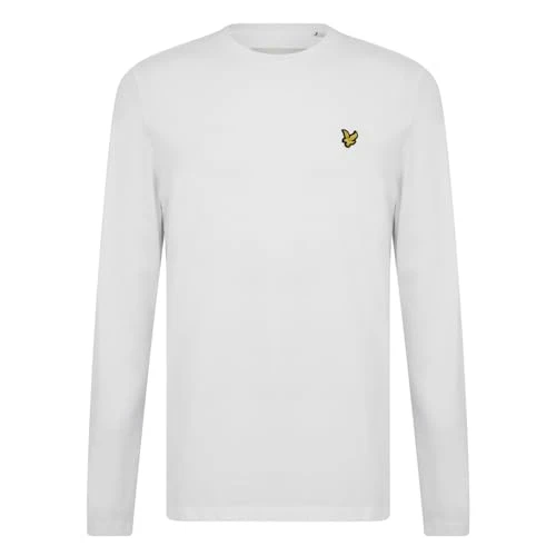 Mens Plain Long Sleeve T-Shirt White L