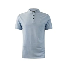 Mens Plain Polo Shirt Ribbed Three Buttons Collared Summer Short Sleeve Sky Blue Small