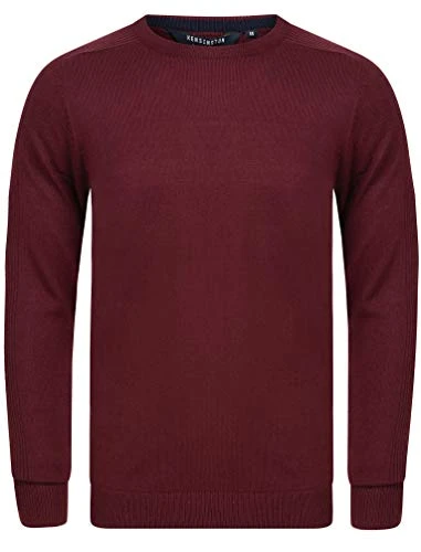 Men's Plain Regular Fit Crew Neck Jumper - Zinfandel - L