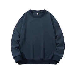 Men's Plain Sweatshirt without Hood with Collar, Work Jumper, Plain Sweat Jacket, Crew Neck Bomber Jacket, Stretch Cargo Jacket, Loose Fit Sports Jacket, Soft Sweater, navy, XXXL