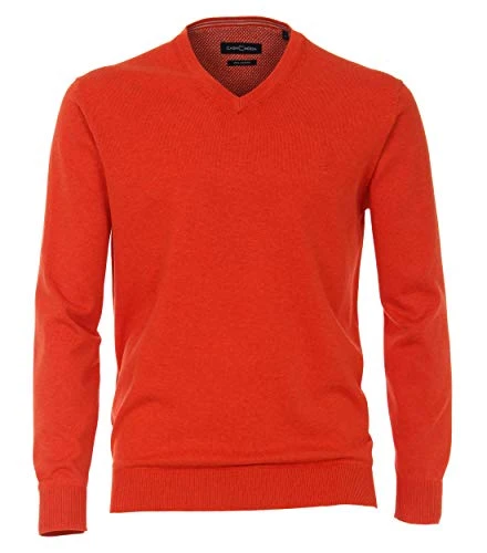 Men's Plain V-Neck Pullover 004430 Elasticated Waistband, 458 orange., 4XL