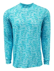 Men's Play Dry Long Sleeve Crewneck T-Shirt, Aqua Sea Aqse (Camo Shark), Large