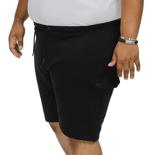 Mens Plus Size Cyrus Cargo Sweat Shorts 5XL Black