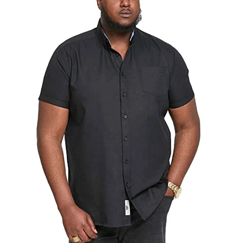 Men's Plus Size James Basic Oxford Short Sleeve Shirt in Black 3XL