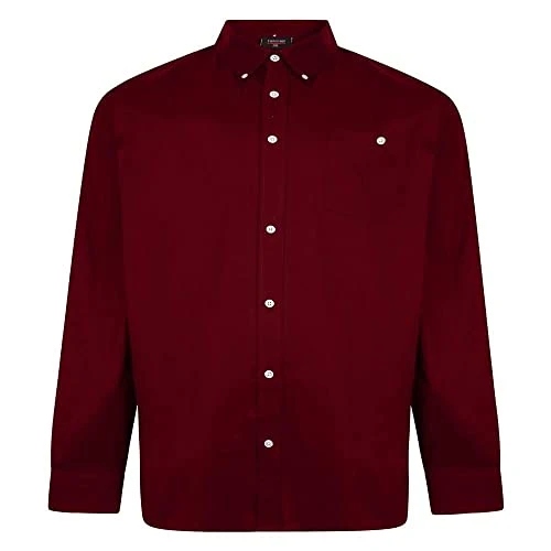 Men's Plus Size Laundered Weave Long Sleeve Oxford Shirt with Button Down Collar (SH334) Wine in 3XL