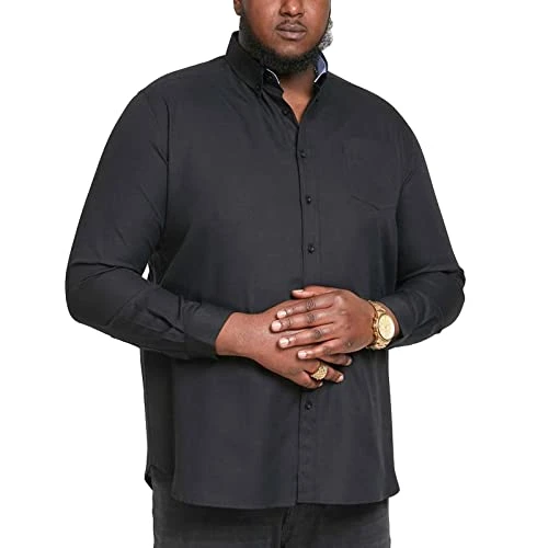 Men's Plus Size Richard Basic Oxford Long Sleeve Shirt in Black 8XL