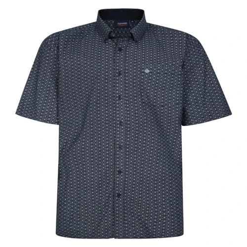 Mens Plus Size SH402 AOP Geometric S/S Shirt 3XL Navy