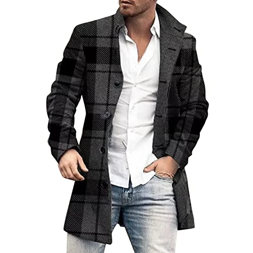 Men's Plus Size Winter Coat Coats, Lapel Collar Long Sleeve Quilted Leather Jacket, Thick Vintage Coat, Sheep Jacket Men's Wedding Jacket, Black/White, XXL