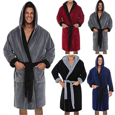 Men's Plush Robes Shawl Plus Size Long Sleeved Hooded Dressing Gown Nightgown Winter Lengthened Bathrobe Casual Warm Loungewear Home Clothes S-5XL Men's Plush Robes Shawl Plus Size Long Sleeved Hooded Dressing Gown Nightgown Winter Lengthened Bathrobe Casual Warm Loungewear Home Clothes S-5XL