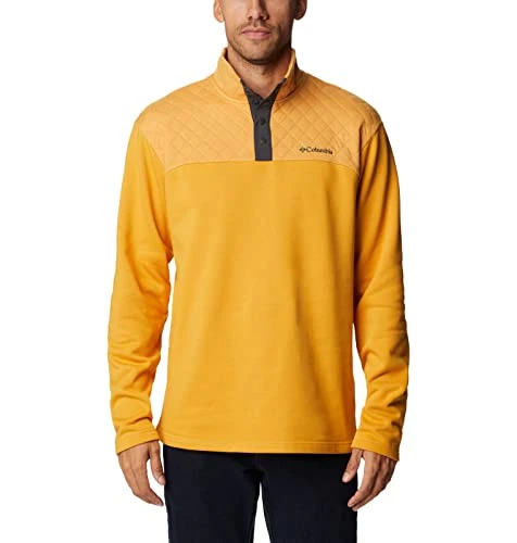 Men's Po Hart Mountain Quilted Half Snap Pull Over, Raw Honey, M