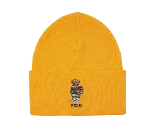 Men's Polo Bear Beanie, Gold Bugle, One size