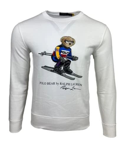 Men's Polo Bear Limited Crewneck Fleece Sweatshirt (White, XX-Large), White, XXL