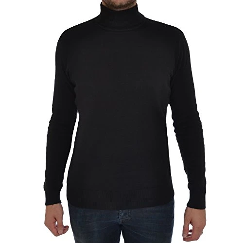 Mens Polo Roll Neck Jumper Hume (Black) XL