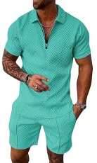 Men's Polo Shirt and Shorts Set 2 Piece Summer Tracksuit Fashion Casual Short Sleeve Polo Suit