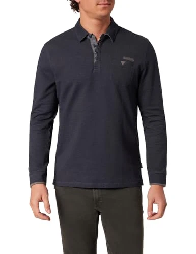 Men's Polo Shirt Long Sleeve Polo 1/1 Men's Polo Shirt Regular Fit, Night Sky Gestr. 0000 6718, L