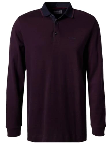 Men's Polo Shirt, Long Sleeve Polo Shirt, Men's Polo Shirt, 3 Buttons, Modern Fit, Pomegranate 4221,