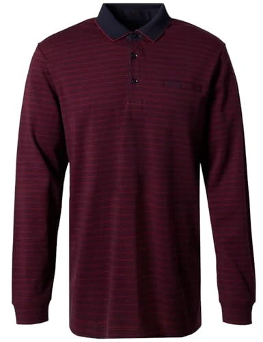 Men's Polo Shirt, Long Sleeve Polo Shirt, Men's Polo Shirt, 3 Buttons, Modern Fit, Red Dahlia 4301, 