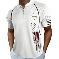 Mens Polo Shirts Flag Graphic Print Shirts Short Sleeve Solid Color Shirt Funny Daily Summer Top T Shirts for Men UK Button Down Regular Fit Longline T Shirt Men(A1-White,S)