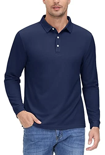 Men's Polo Shirts Long Sleeve Casual Collared T-Shirts Quick Dry Athletic Summer Outdoor Performance