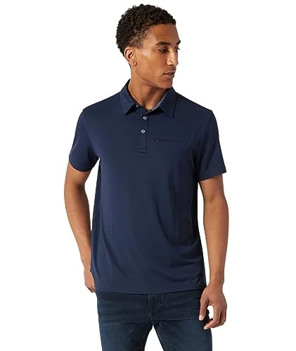 Mens Polo Shirts - Short Sleeve Quick Dri Fit Golf Polo Shirts for Mens | Performance Men's Polo Shirts with Pocket, Navy, Large