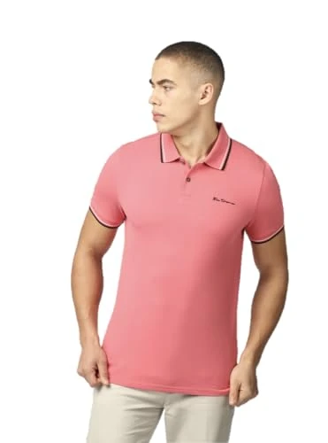 Mens Polo T-Shirt 'Signature Polo' (Dark Pink) Large