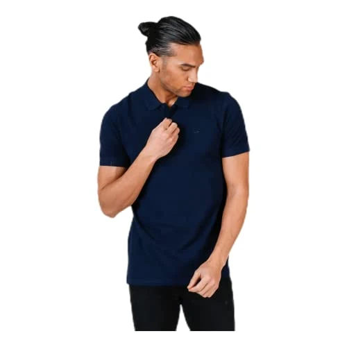 Men's Polo Tshirt Casual Cotton Collared Neck Short Sleeve Tee Top for Men -Blue -M