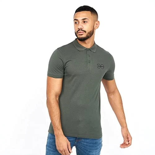 Mens Polo Tshirt Short Sleeves Polos Tshirt Summer Cotton Pique Shirt Casual Top Deep Forest S