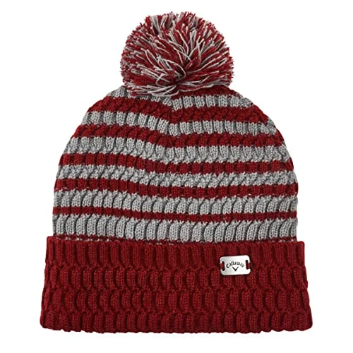 Men's Pom Pom Beanie Hat, Cardinal, One Size UK