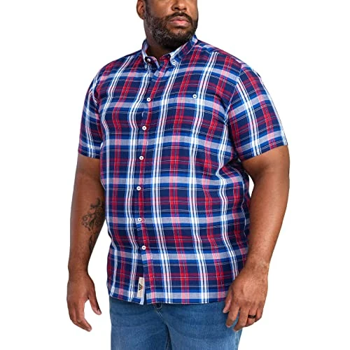 Men's Portland Check Shirt with Pocket in Blue/Red 5XL