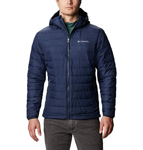 Men's Powder Lite Hooded Jacket Hooded Puffer Jacket, Collegiate Navy x Fall 23, Size M