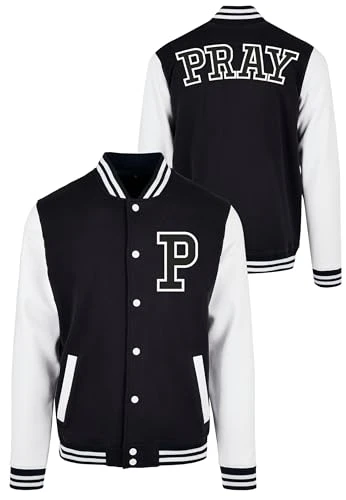 Men's pray college jacket, Black/white, M