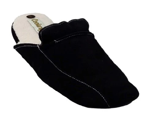 Mens Premier Suede Slip On Mule Clog Slippers with Faux Fur Lining (Black) UK10