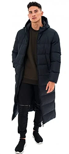 Men's Premium Padded Longline Hooded Winter Jacket (as8, alpha, m, l, regular, regular, Navy_M)