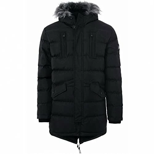 Men's Premium Padded Longline Hooded Winter Jacket (XL, Sprout_Black)