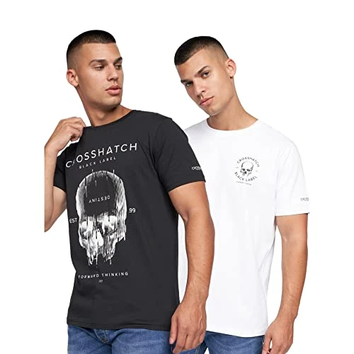 Mens Premium Printed Half Sleeve Crew Neck T-Shirt(S/Skulfux-Black/White)