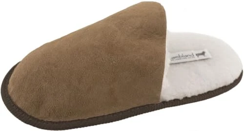 Men's Premium Sheepskin Soft Sole Slip On Mule Slippers (Light Brown, UK Footwear Size System, Adult