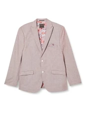 Men's Premium Textured Linen Blend Single Breasted Suit Jacket Blazer with Contrast Satin Lining, Pink, 40R Men's Premium Textured Linen Blend Single Breasted Suit Jacket Blazer with Contrast Satin Lining, Pink, 40R