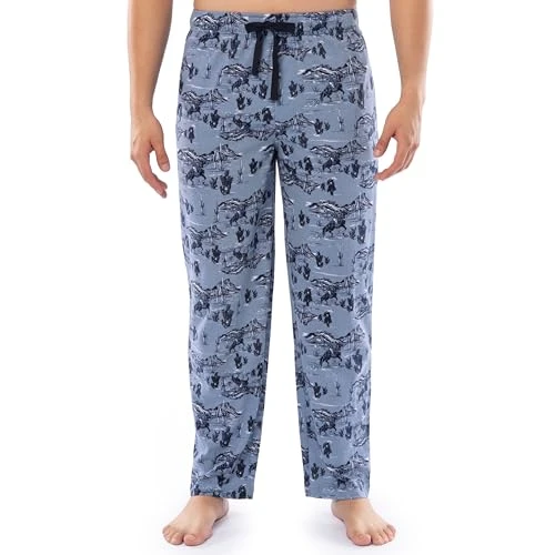 Men's Printed Jersey Knit Pajama Sleep Pants, Blue, 3XL