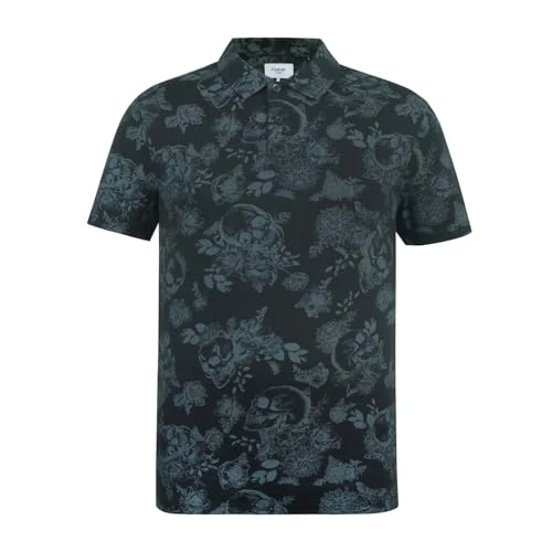 Mens Printed Polo Shirt Black M