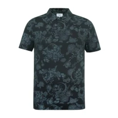 Mens Printed Polo Shirt Black M