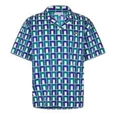 Mens Printed Short Sleeve Shirt Green XXL