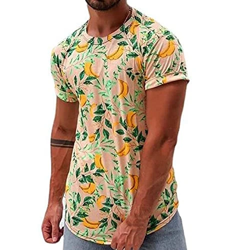 Men's Printed T-Shirt Fashion Digital Loose Casual Printed Men's Short Sleeve T-Shirt Top